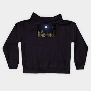 Full moon over the city Kids Hoodie